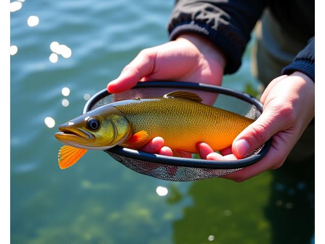 Angler fängt Egli am Zürichsee